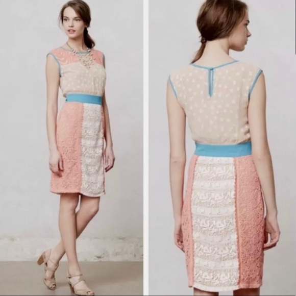 Anthropologie dress- Champagne & Strawberry - Picture 7 of 8